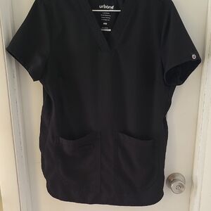 Urbane Icon Classic Black V-Neck Scrub Top